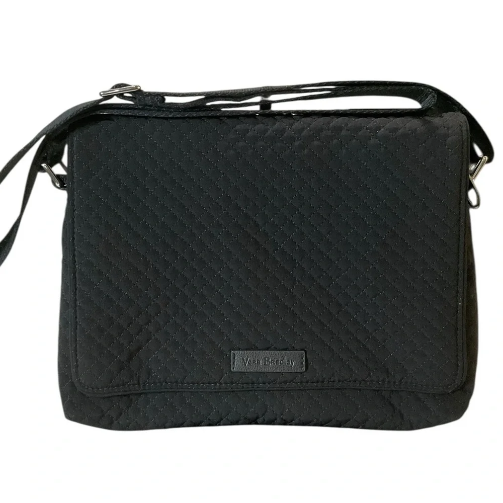 Vera Bradley Black Floral Messenger Crossbody Bag